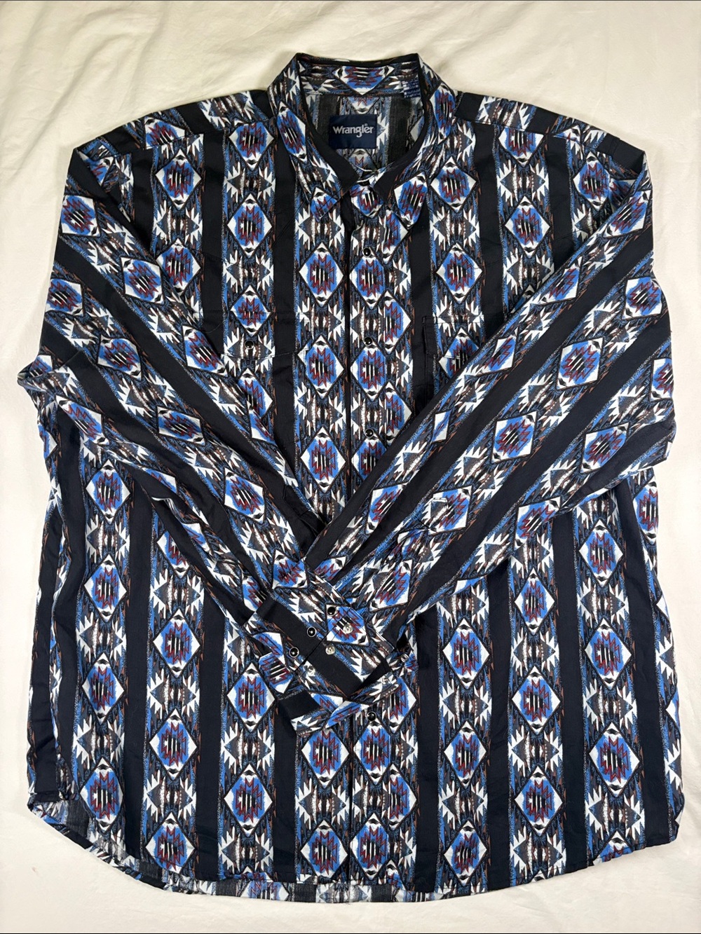 Wrangler Southwestern Print Shirt in Blue, Black & White